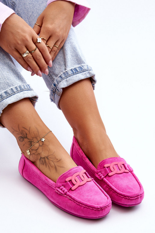 Mocassini in camoscio rosa Rabell