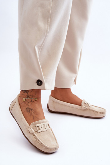 Mocassini scamosciati beige Rabell