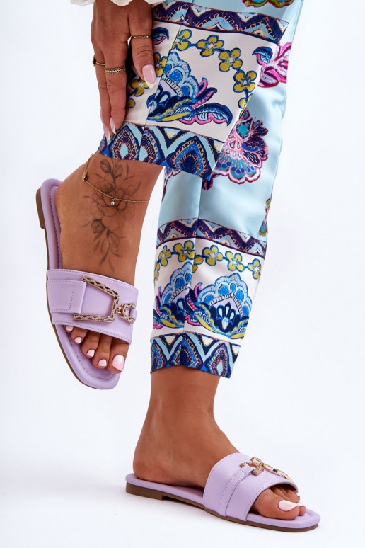 Pantofole modello classico con ornamenti Colore viola Impressionante