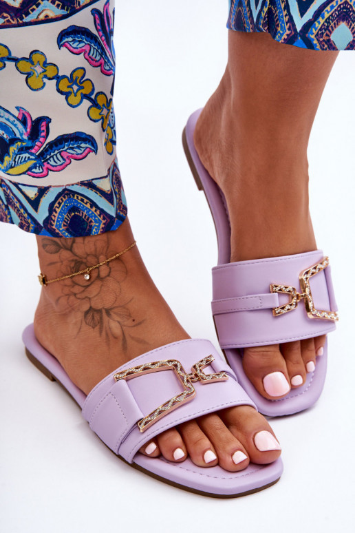 Pantofole modello classico con ornamenti Colore viola Impressionante