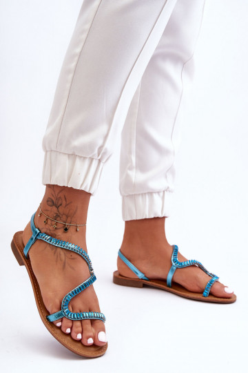 Sandali slip-on da donna con bellissimi dettagli in colore blu Hayen