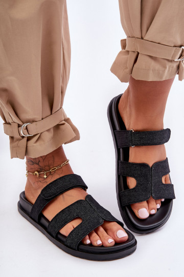 Pantofole con chiusure adesive in colore nero Jose