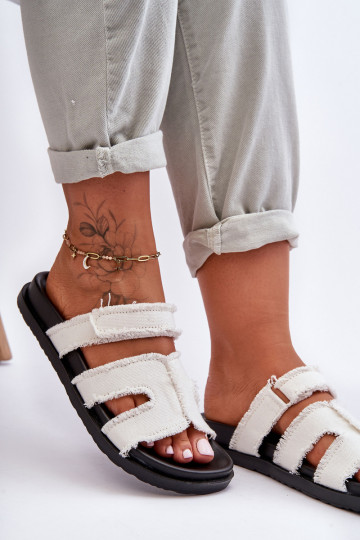 Pantofole con chiusure adesive in colore bianco Lamirose