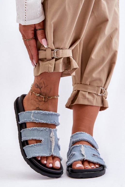 Pantofole con chiusure adesive in colore blu Lamirose Pantofole con chiusure adesive in colore blu Lamirose