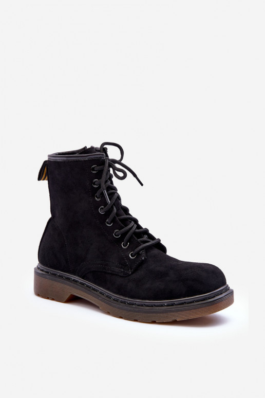 Stivali in pelle scamosciata stivali con tacco largo colore nero Asteoris