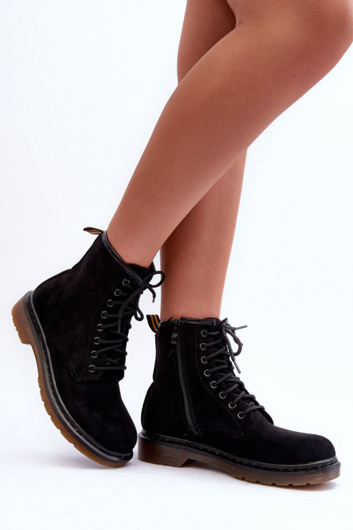 Stivali in pelle scamosciata stivali con tacco largo colore nero Asteoris