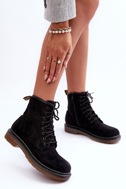 Stivali in pelle scamosciata stivali con tacco largo colore nero Asteoris