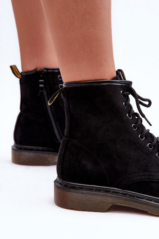 Stivali in pelle scamosciata stivali con tacco largo colore nero Asteoris