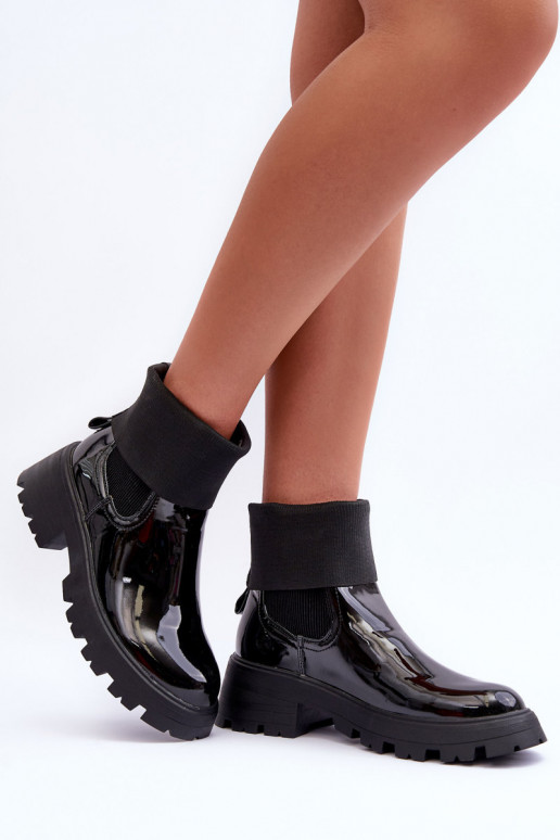 stivali eleganti con effetto laccato in colore nero Pavo