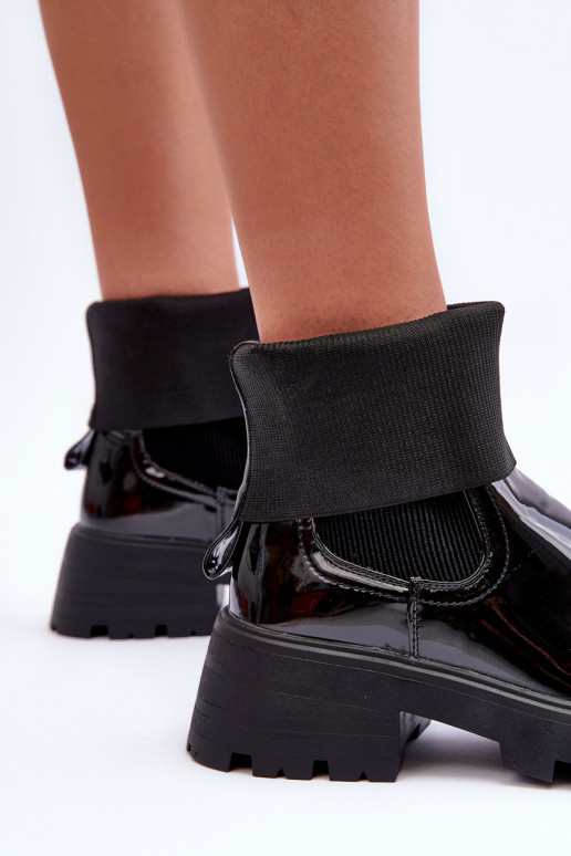 stivali eleganti con effetto laccato in colore nero Pavo