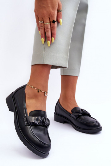 Scarpe mocassino con tacco largo colore nero S.Barski HY335 2