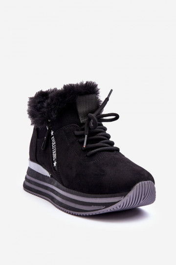 sneakers con plateau e pelliccia in Jamarie nera