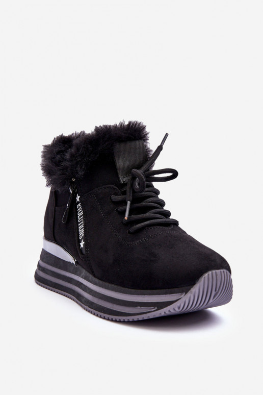 sneakers con plateau e pelliccia in Jamarie nera