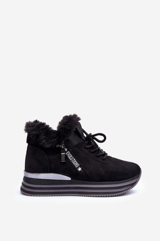 sneakers con plateau e pelliccia in Jamarie nera
