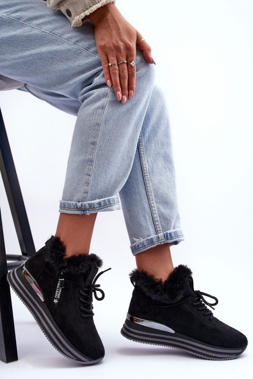 sneakers con plateau e pelliccia in Jamarie nera