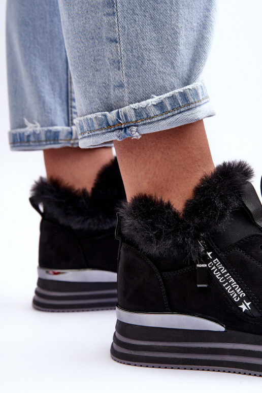 sneakers con plateau e pelliccia in Jamarie nera