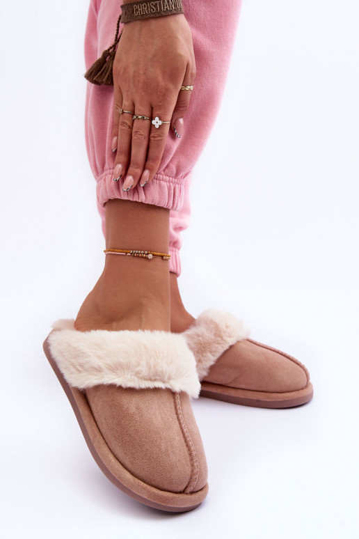 Pantofole con pelliccia beige Pinky