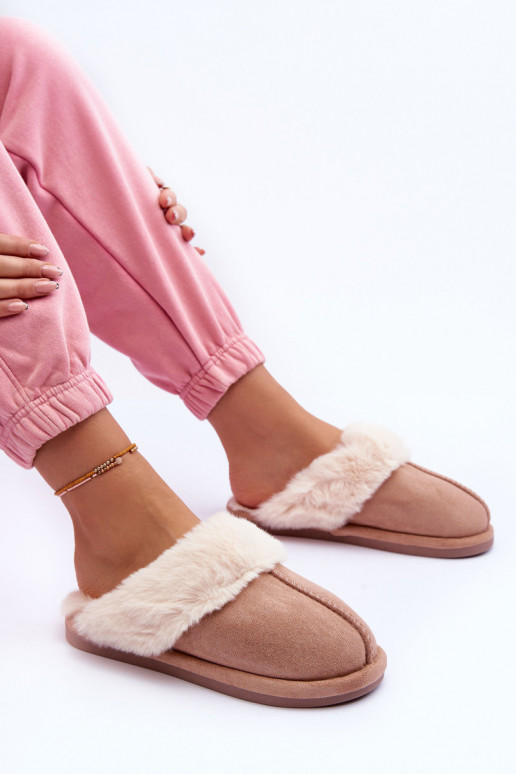 Pantofole con pelliccia beige Pinky