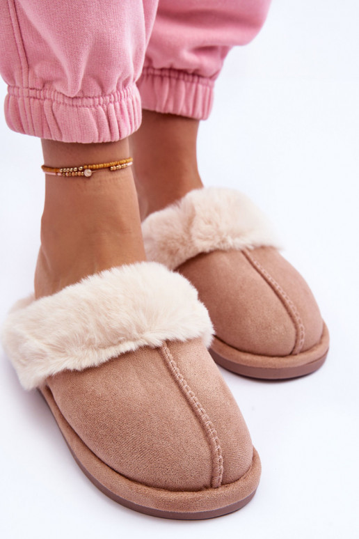 Pantofole con pelliccia beige Pinky