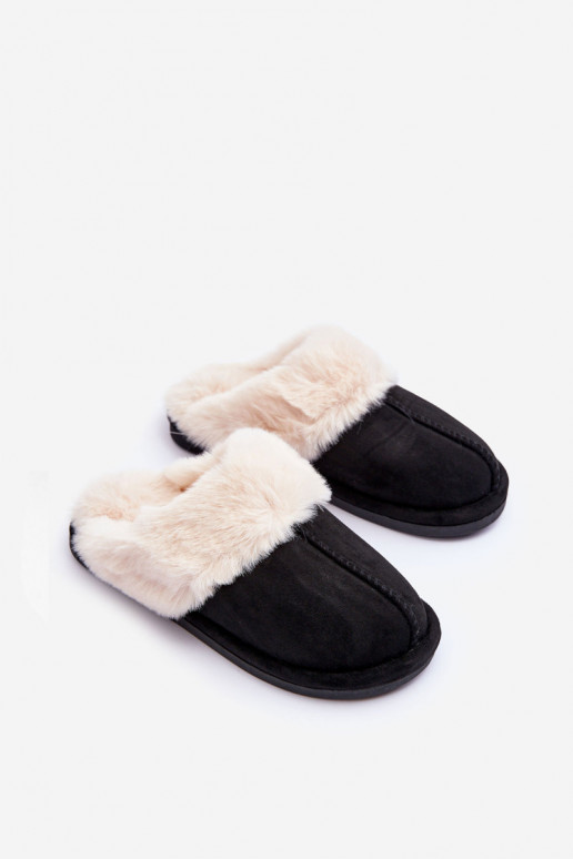 Pantofole con pelliccia in colore nero Pinky