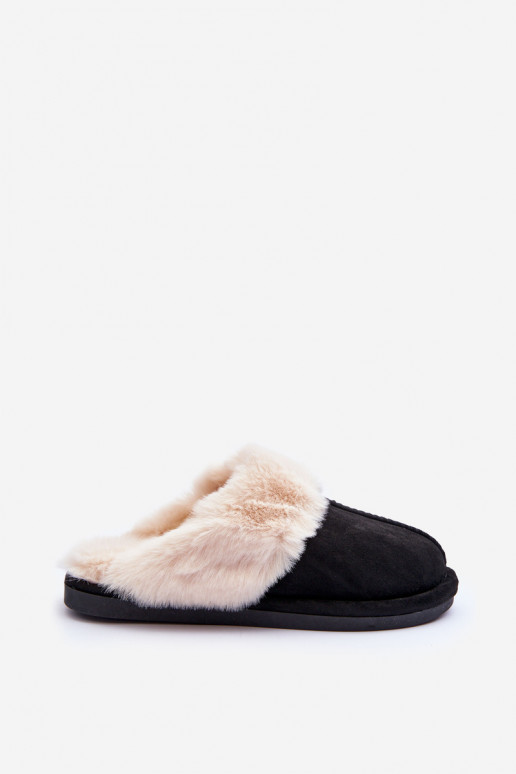 Pantofole con pelliccia in colore nero Pinky