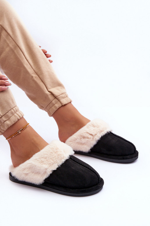 Pantofole con pelliccia in colore nero Pinky