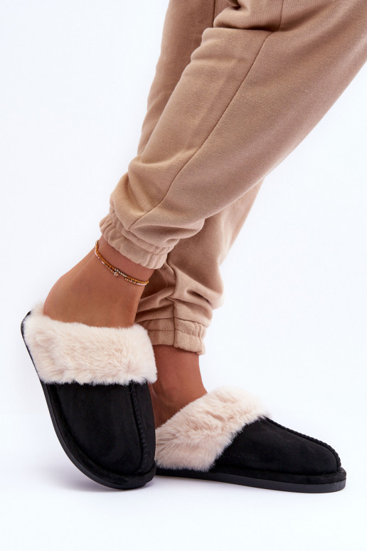 Pantofole con pelliccia in colore nero Pinky