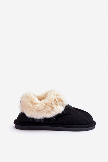 Pantofole con pelliccia in colore nero Lanoze