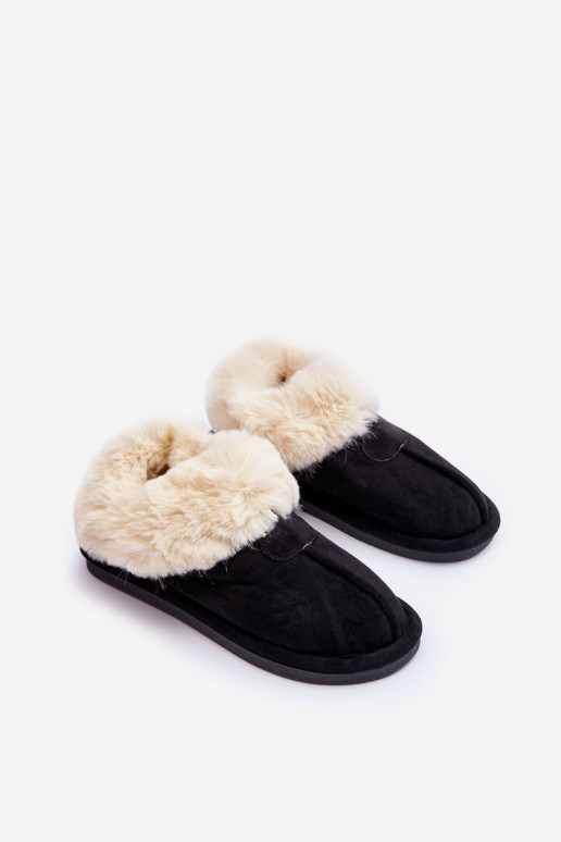 Pantofole con pelliccia in colore nero Lanoze