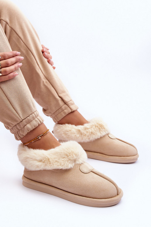 Pantofole con pelo in Lanoze avorio