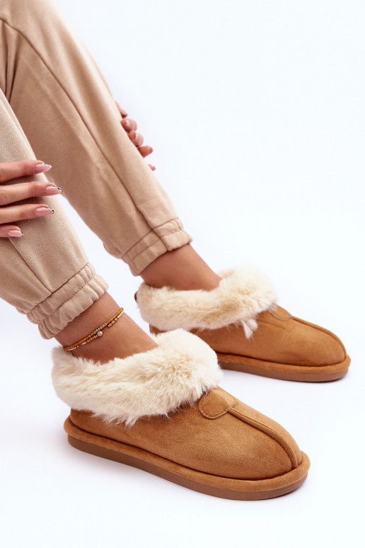 Pantofole con pelliccia colore marrone Lanoze