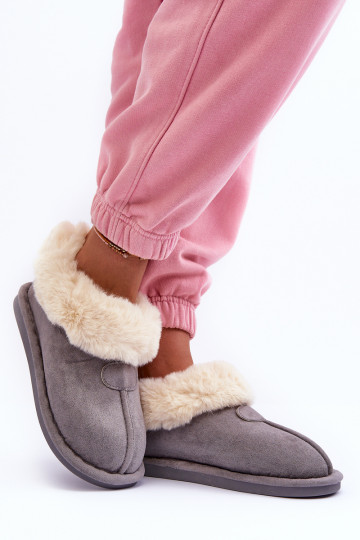 Pantofole con pelliccia in colore grigio Lanoze 2