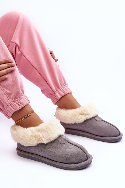 Pantofole con pelliccia in colore grigio Lanoze
