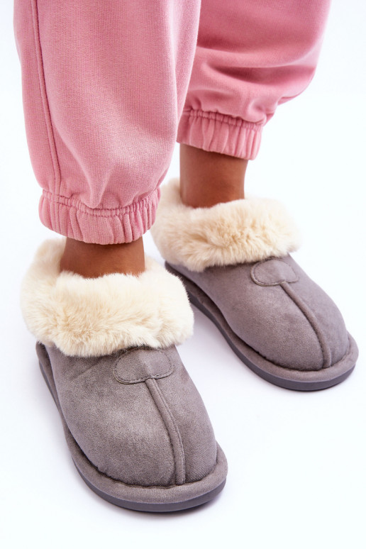 Pantofole con pelliccia in colore grigio Lanoze