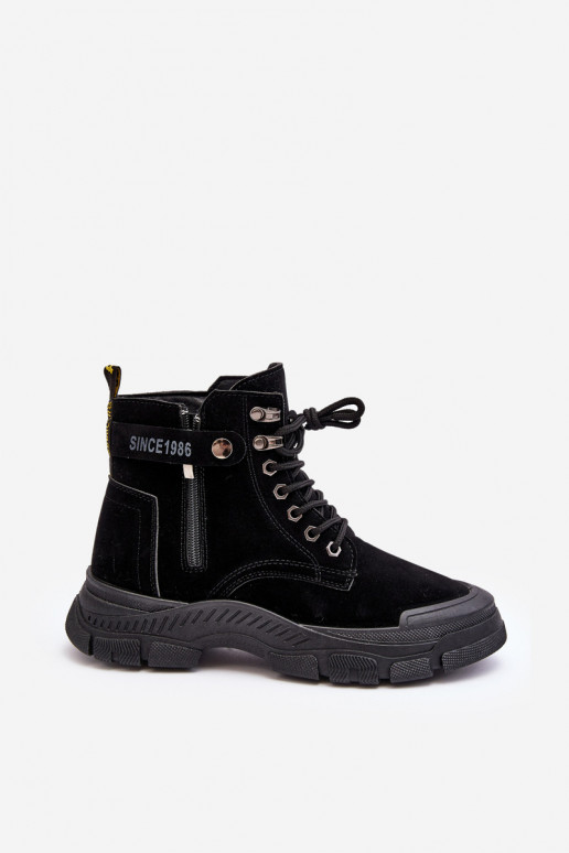 riscaldato in pelle scamosciata Stivali da donna in colore nero Jailina