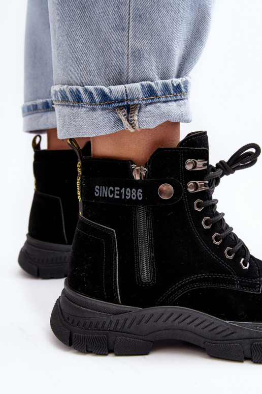 riscaldato in pelle scamosciata Stivali da donna in colore nero Jailina