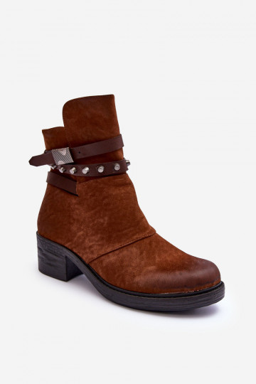 stivali riscaldati con tacco in colore marrone Effie