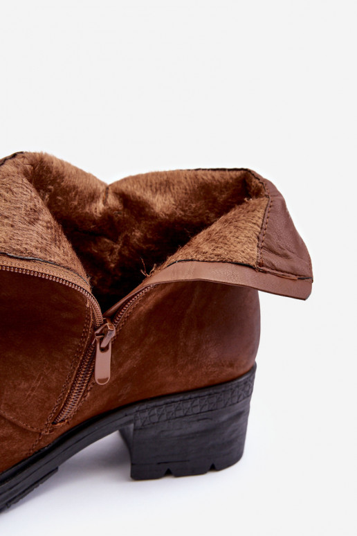 stivali riscaldati con tacco in colore marrone Effie stivali riscaldati con tacco in colore marrone Effie