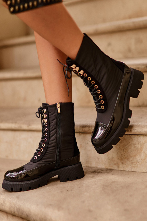 stivali riscaldati con tacco largo in colore nero Saranema