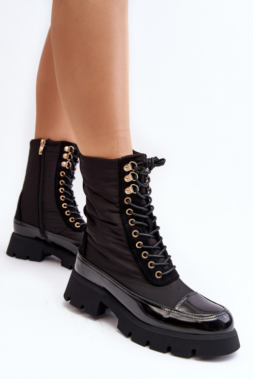 stivali riscaldati con tacco largo in colore nero Saranema