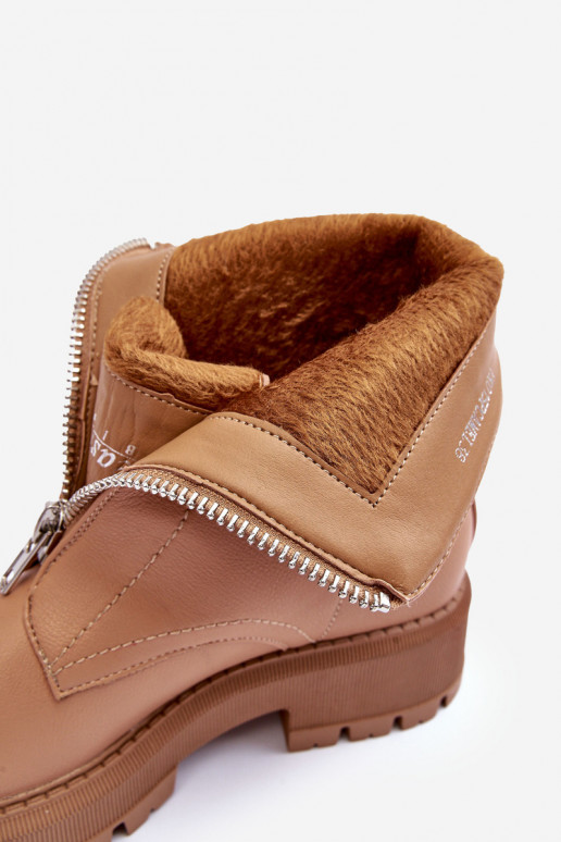 Stivali con tacco largo con cerniere in colore marrone Vimal Stivali con tacco largo con cerniere in colore marrone Vimal