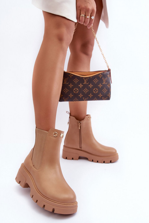 Stivali da donna in pelle naturale con bellissimi dettagli beige Lobb