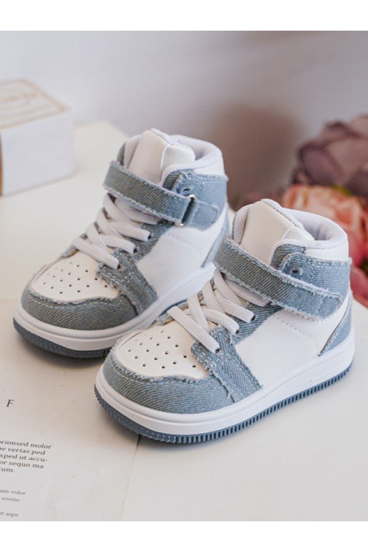 Scarpe sportive per bambini Materiale denim Colore bianco-blu Milara Scarpe sportive per bambini Materiale denim Colore bianco-blu Milara