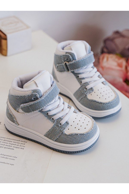 Scarpe sportive per bambini Materiale denim Colore bianco-blu Milara Scarpe sportive per bambini Materiale denim Colore bianco-blu Milara