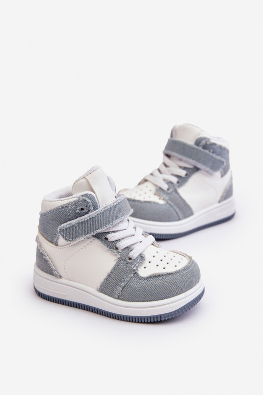 Scarpe sportive per bambini Materiale denim Colore bianco-blu Milara Scarpe sportive per bambini Materiale denim Colore bianco-blu Milara