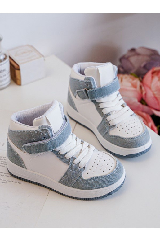 Scarpe sportive per bambini Materiale denim Colore bianco-blu Milara Scarpe sportive per bambini Materiale denim Colore bianco-blu Milara