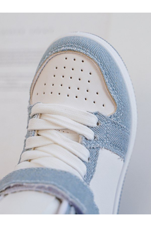 Scarpe sportive per bambini Materiale denim Colore bianco-blu Milara Scarpe sportive per bambini Materiale denim Colore bianco-blu Milara