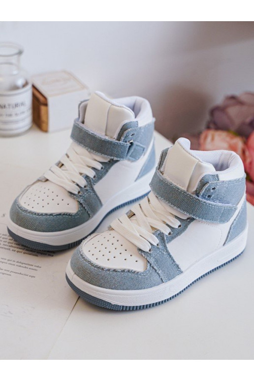 Scarpe sportive per bambini Materiale denim Colore bianco-blu Milara Scarpe sportive per bambini Materiale denim Colore bianco-blu Milara