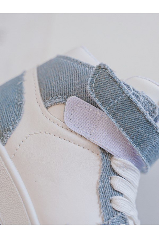 Scarpe sportive per bambini Materiale denim Colore bianco-blu Milara Scarpe sportive per bambini Materiale denim Colore bianco-blu Milara
