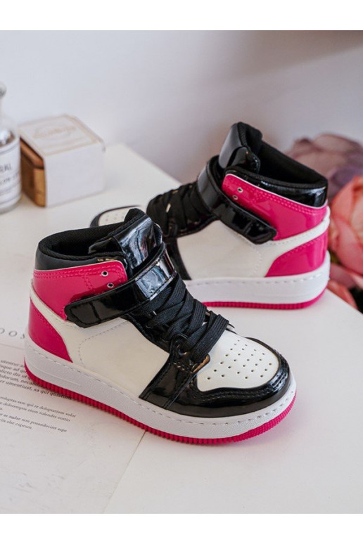 Scarpe sportive per bambini con effetto laccato nel colore rosa-bianco Milara Scarpe sportive per bambini con effetto laccato nel colore rosa-bianco Milara